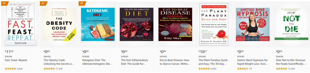 Amazon dieting books on Healthy & Exercise