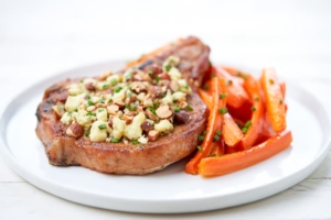 Blue Cheese and Smoked Almond Bone-In Pork Chop