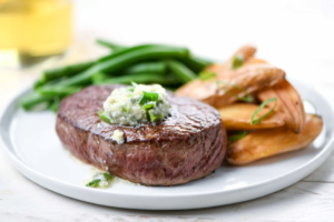 Sirloin Steak with Blue Cheese Compound Butter